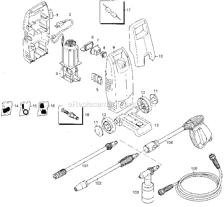 Black and Decker PW1400-B3 (Type 1) Pressure Washer Power Tool Page A Diagram